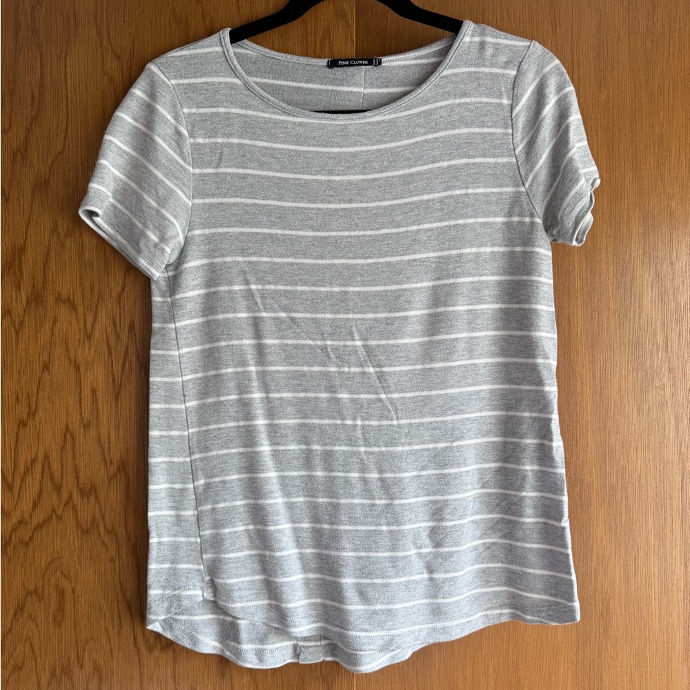 3-Pack of Pink Clover Striped Tee’s - Grey, Navy, and Maroon (XS)
